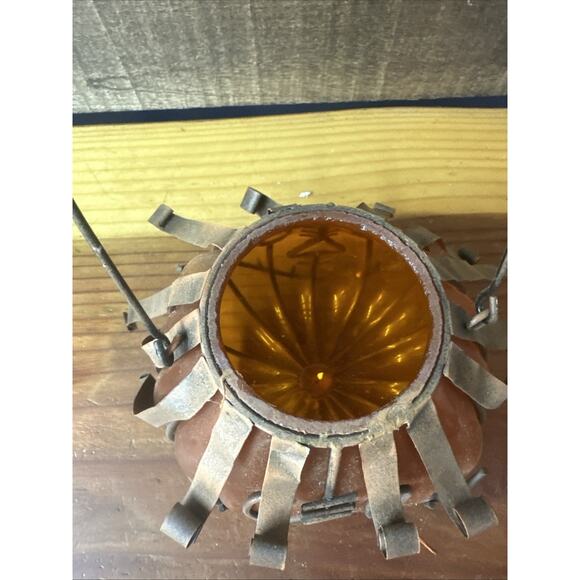 Scarecrow Face Glass Pumpkin Lantern In Box